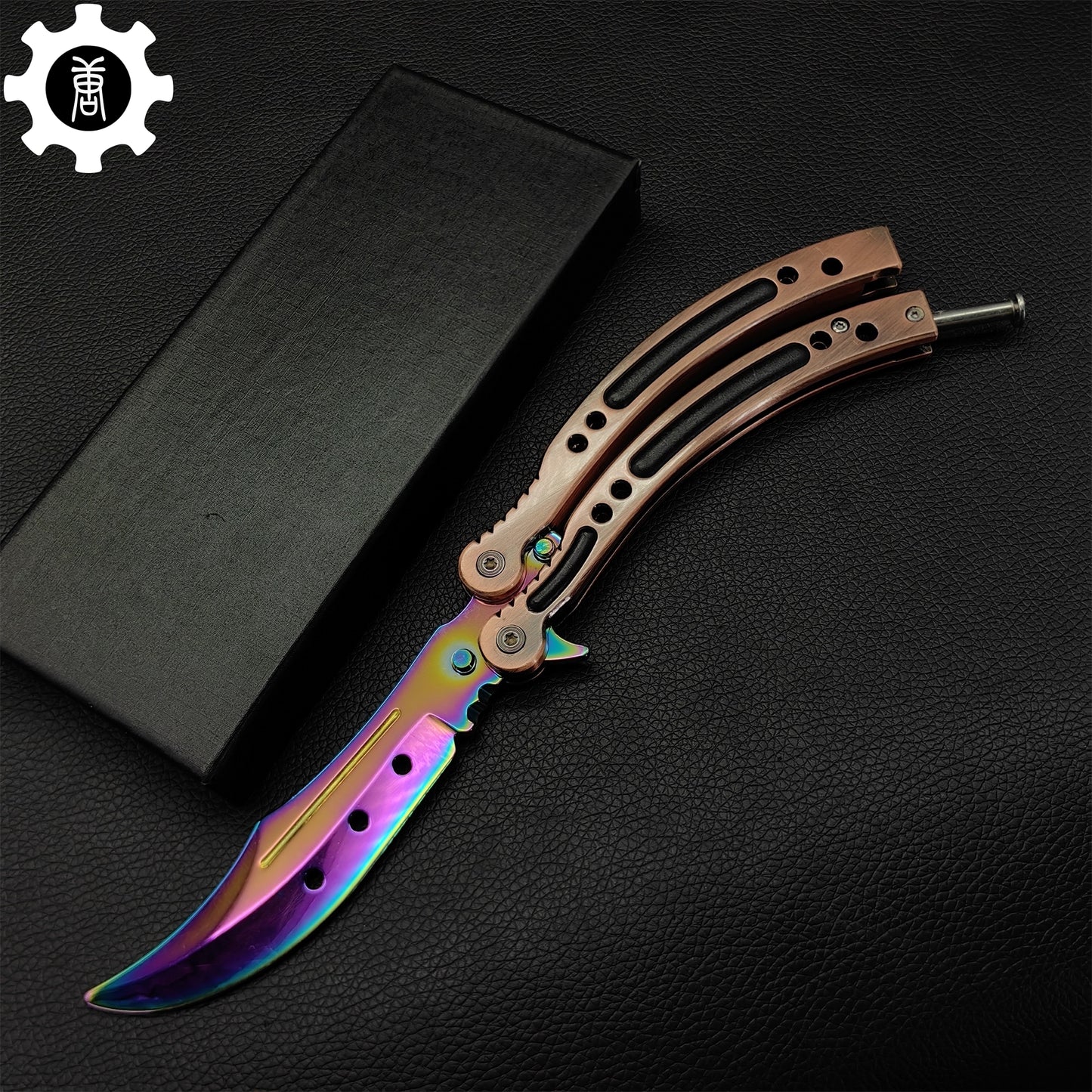 Fade Rainbow Butterfly Knife Metal Balisong Trainer