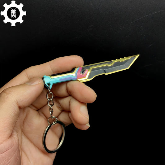 Tiny Glitchpop Dagger Metal Keychain