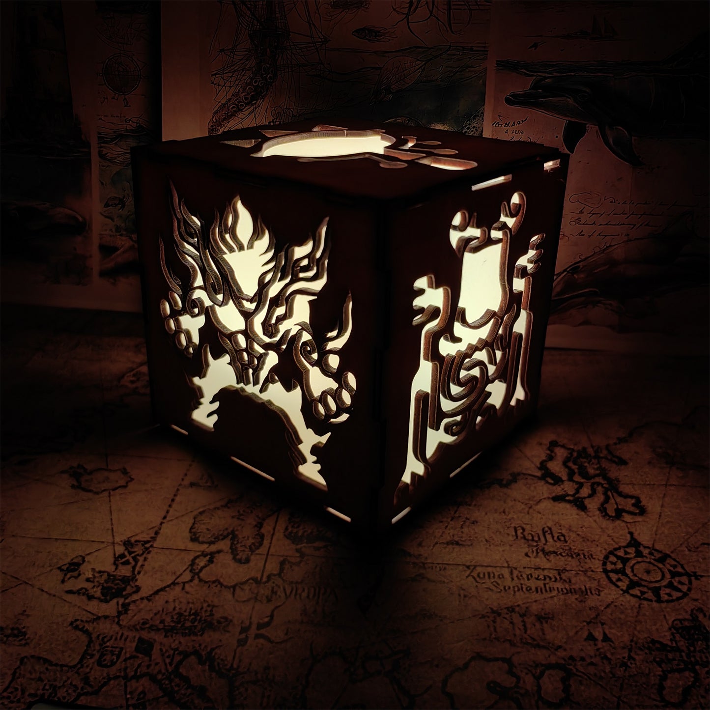 Link Master Icon Wooden Cube Light Game Desk Decor