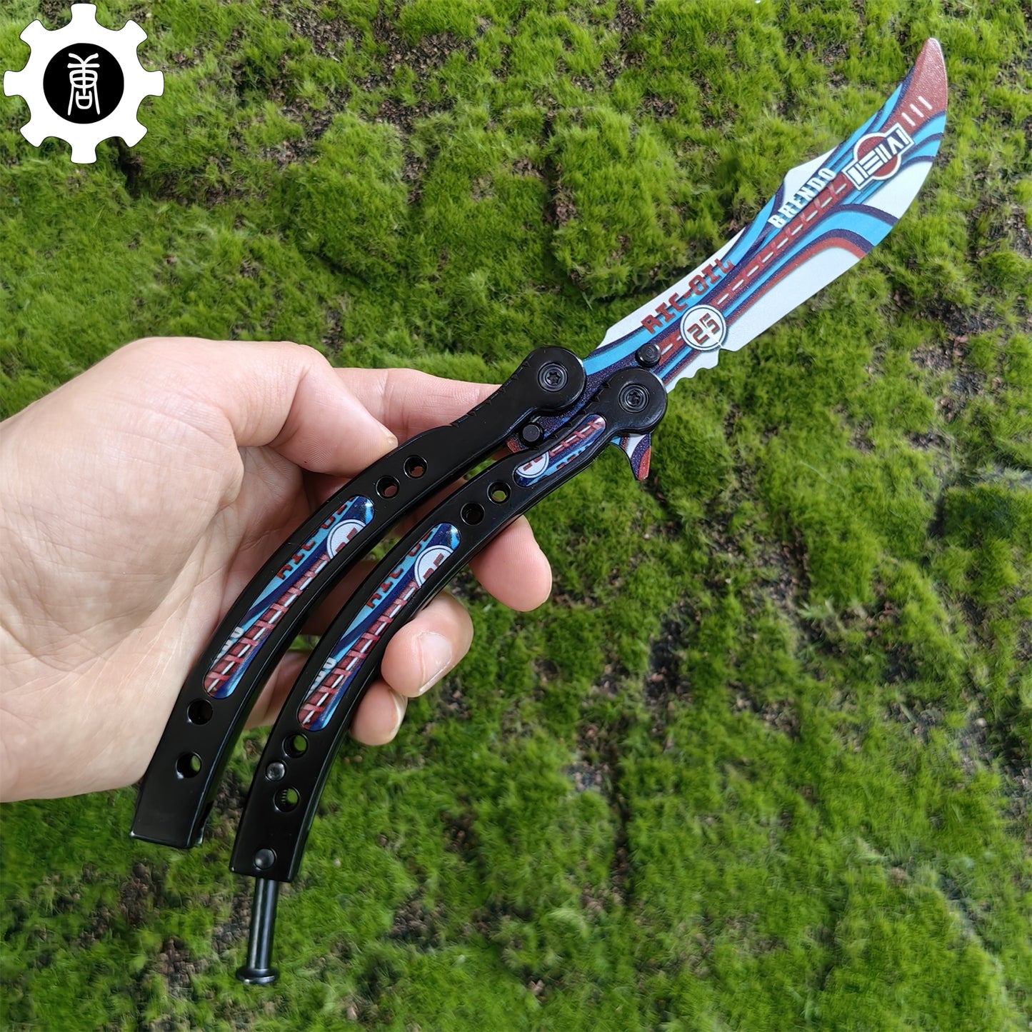 Italian Rally Pattern Balisong Metal Butterfly Knife Game Prop