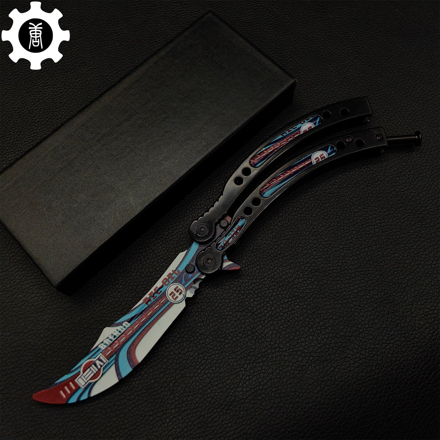 Italian Rally Pattern Balisong Metal Butterfly Knife Game Prop