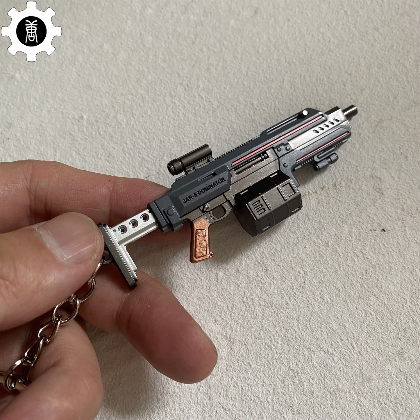 Tiny JAR-5 Dominator Gun Model Metal Keychain