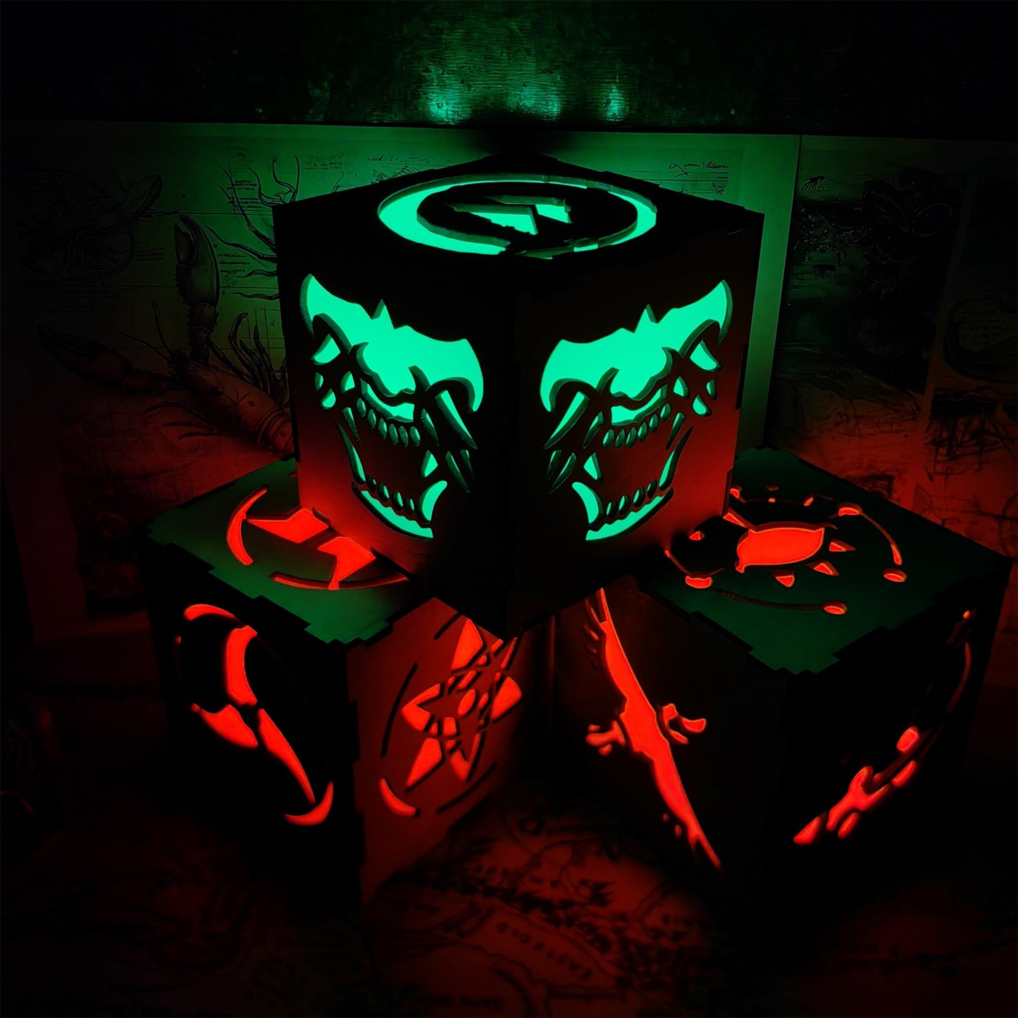 Samurai Mask Inspired Wooden Lantern Desk Decor