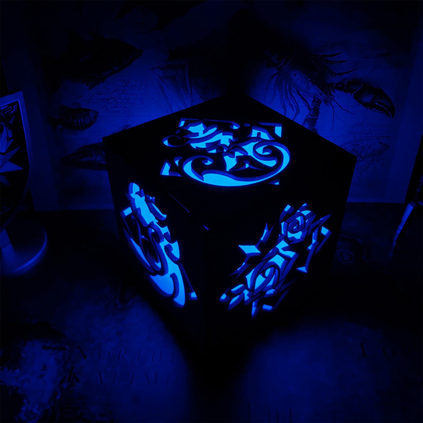 Kaveh Inspired Wooden Cube Light Desk Decor