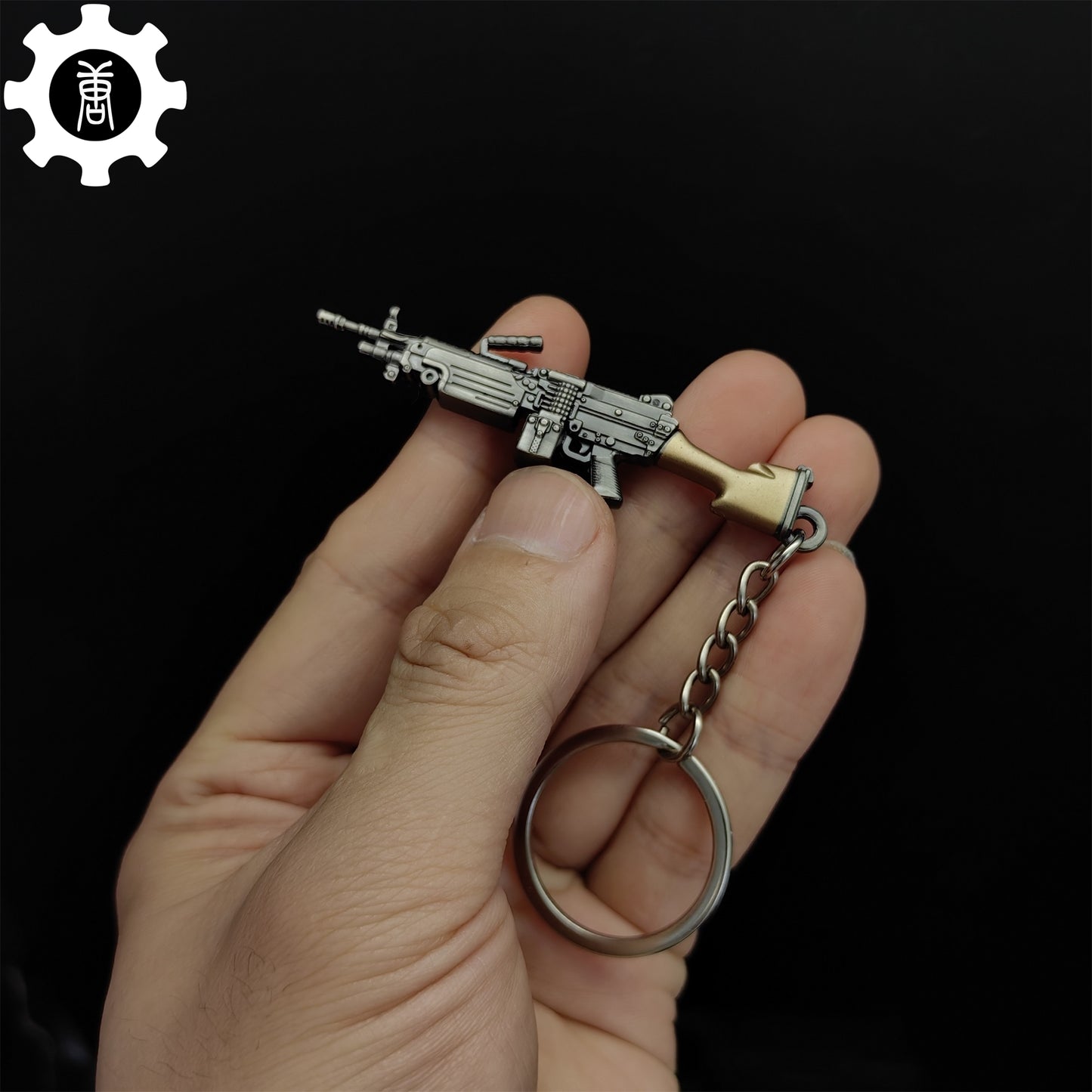 Mini M249 Light Machine Gun Model Metal Keychain