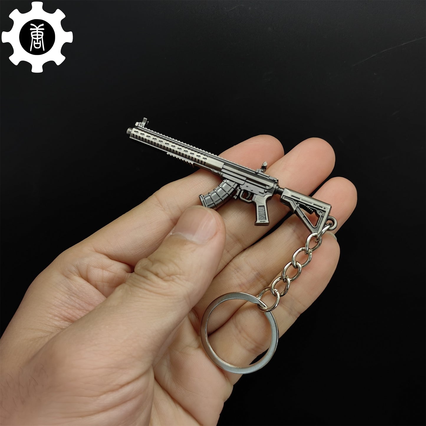 Mini MK47 Semi-Auto Rifle Model Metal Keychain