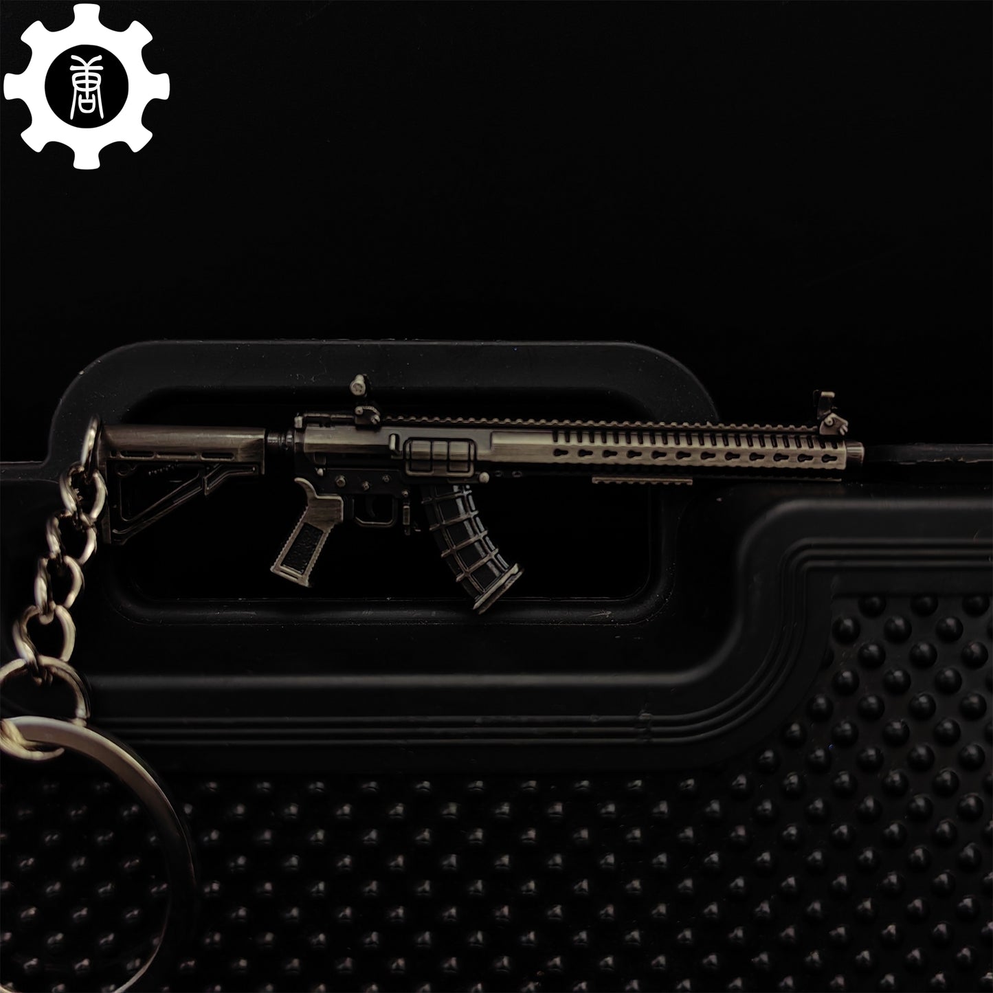 Mini MK47 Semi-Auto Rifle Model Metal Keychain