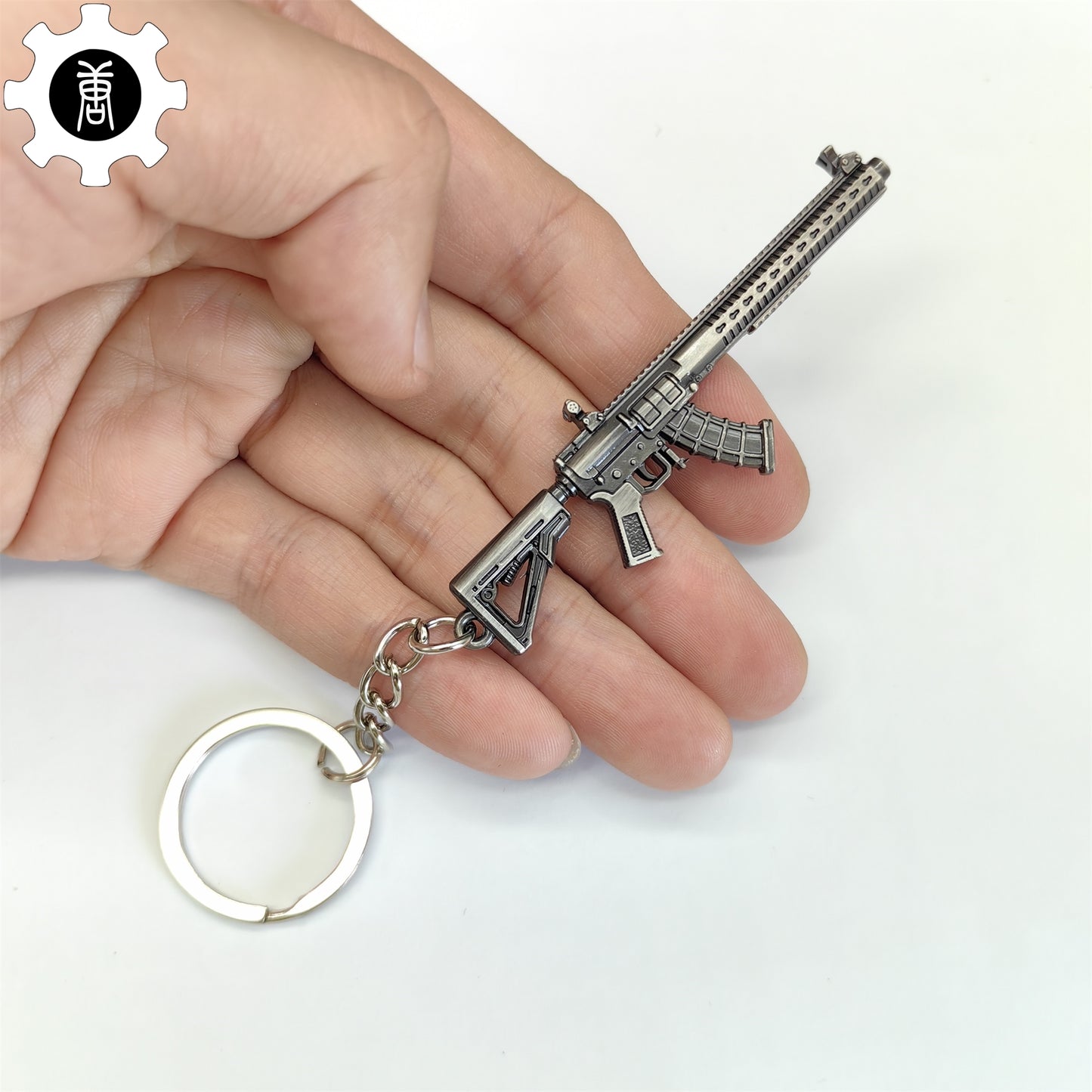 Mini MK47 Semi-Auto Rifle Model Metal Keychain