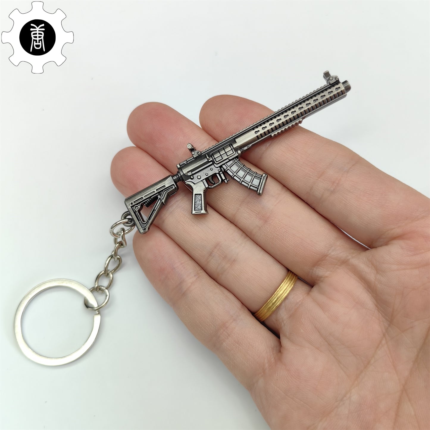 Mini MK47 Semi-Auto Rifle Model Metal Keychain