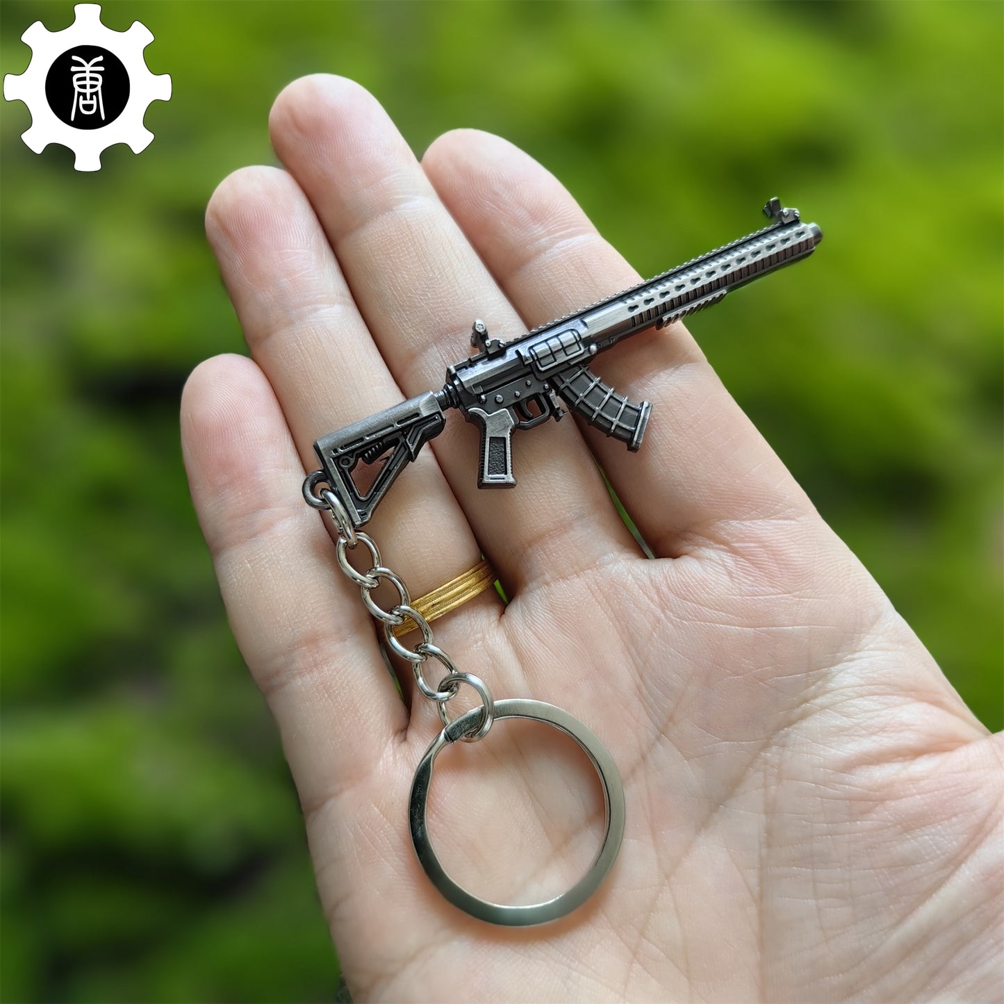 Mini MK47 Semi-Auto Rifle Model Metal Keychain