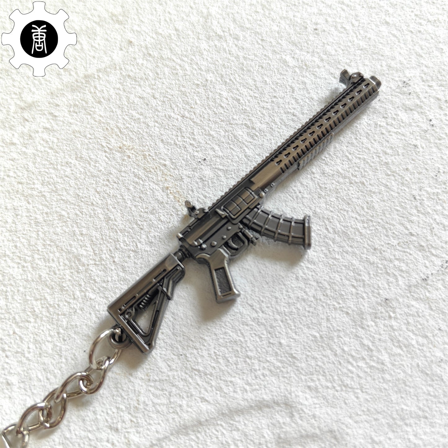 Mini MK47 Semi-Auto Rifle Model Metal Keychain