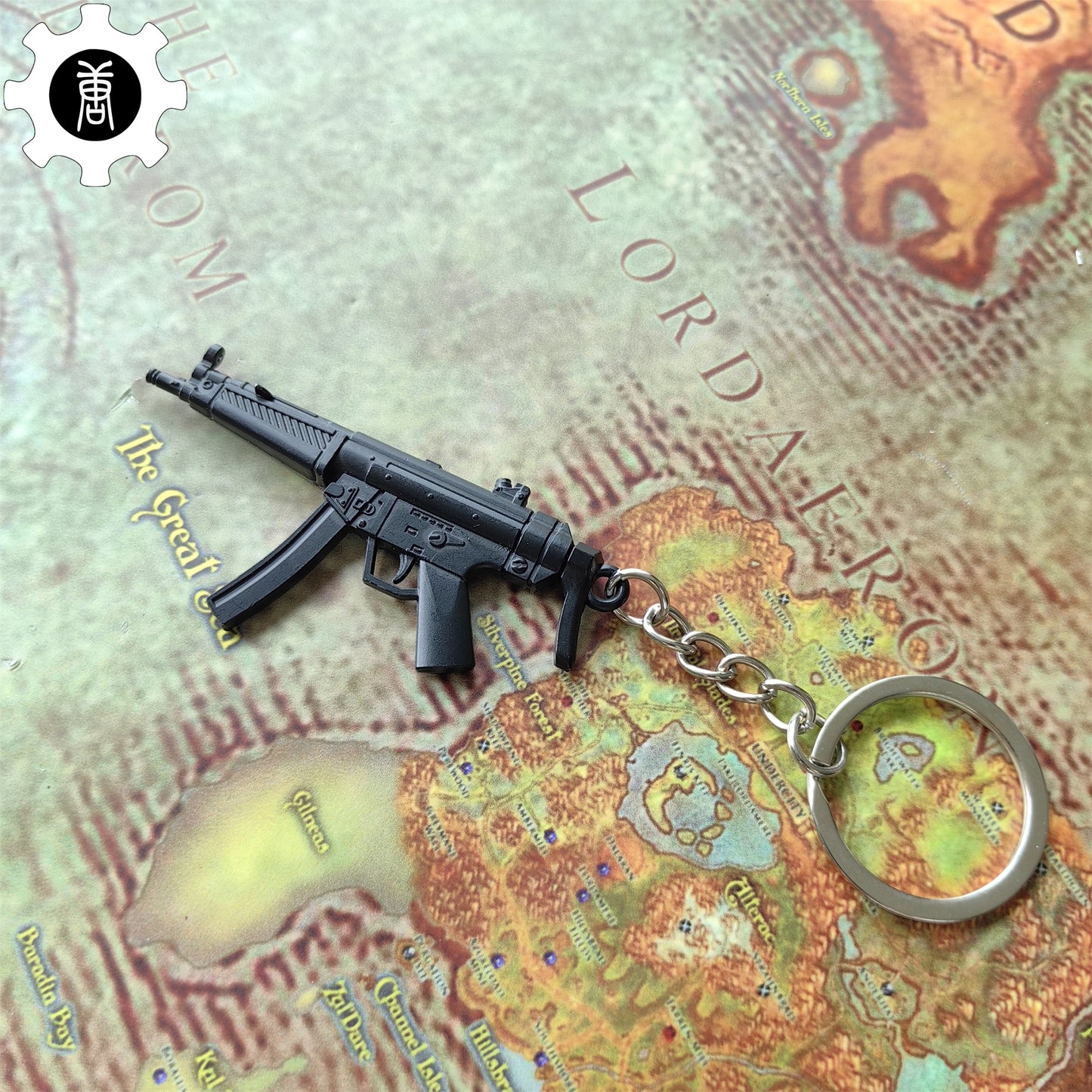 Tiny Metal MP5 Submachine Gun Model Keychain