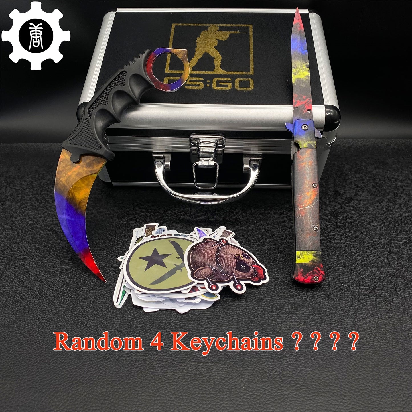 Marble Fade Skin Stiletto Knife & Karambit & Stickers & Keychains & Random 1 AK With Gift Box