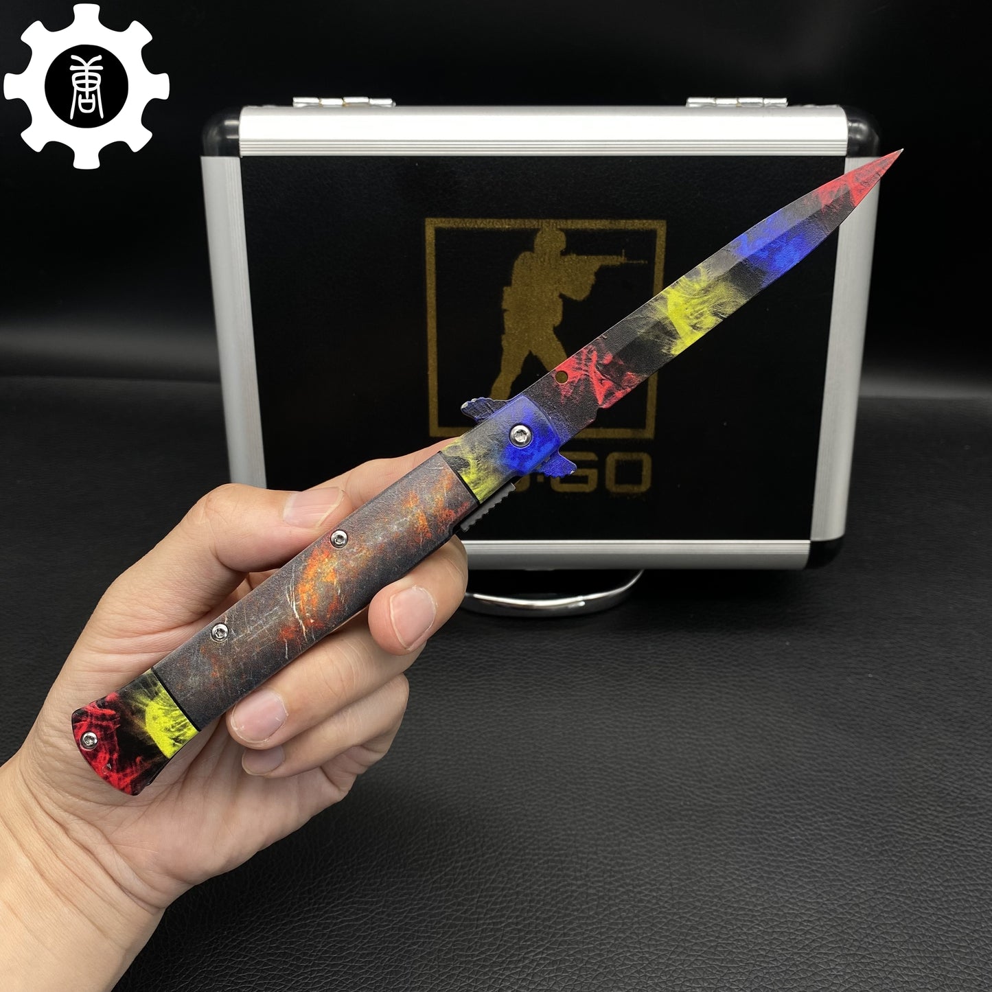 Marble Fade Skin Stiletto Knife Karambit Stickers 4 Keychains Random AK Gift Box