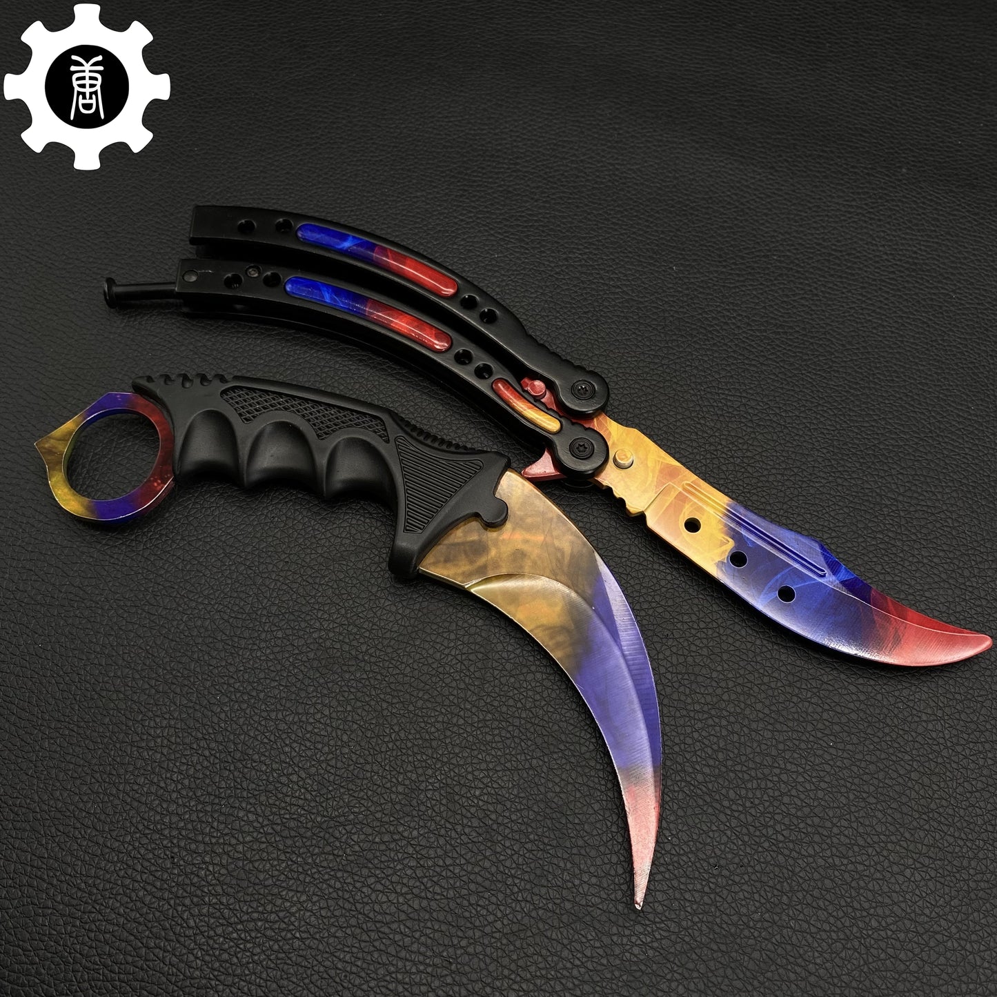 Marble Fade Balisong & Karambit & Stickers & Keychains & AK With Case