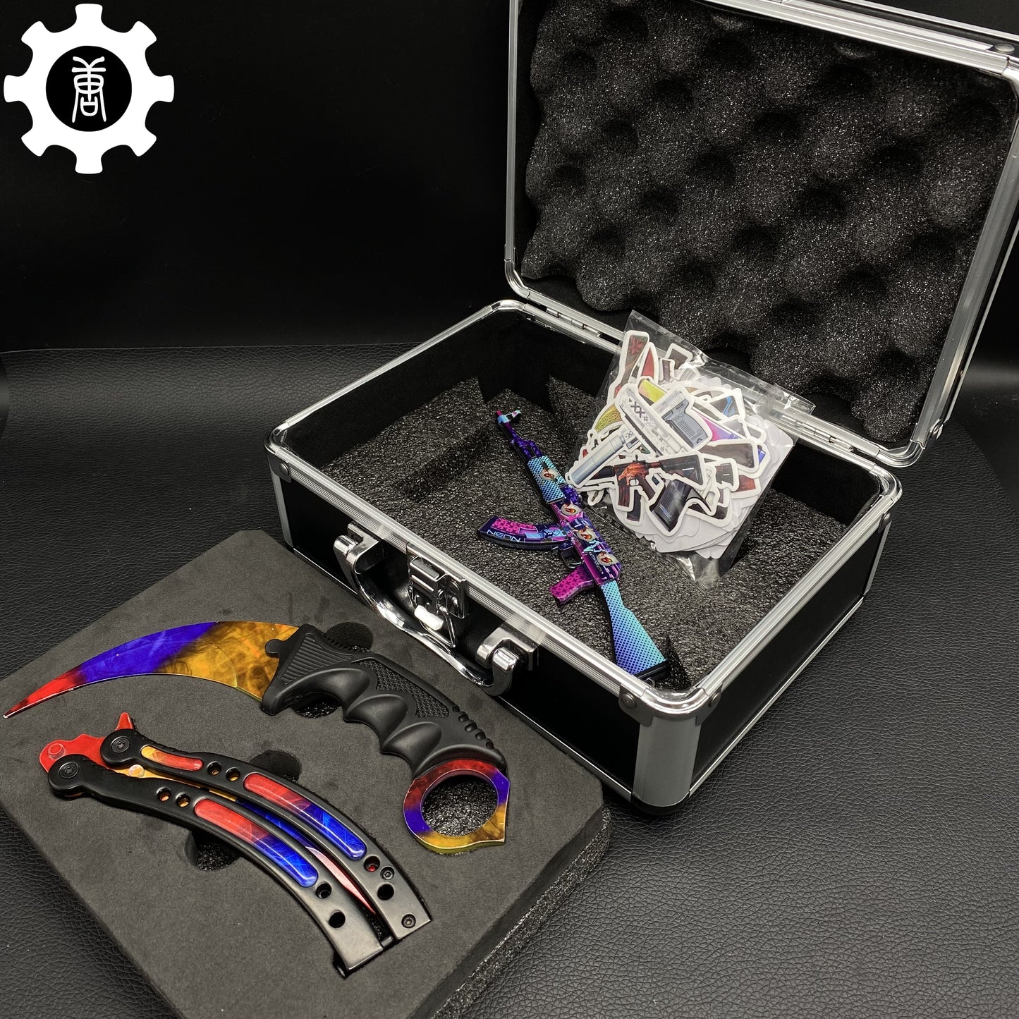 Marble Fade Balisong & Karambit & Stickers & Keychains & AK With Case