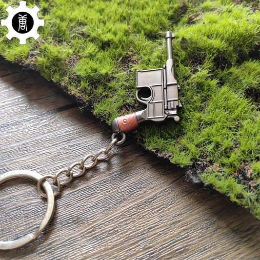 Metal Tiny Mauser C96 Pistol Model Keychain