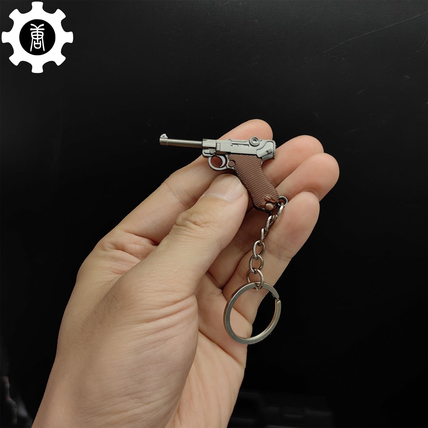 Metal Tiny Luger P08 Pistol Model Keychain