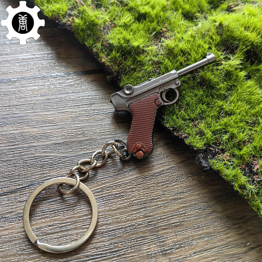 Metal Tiny Luger P08 Pistol Model Keychain