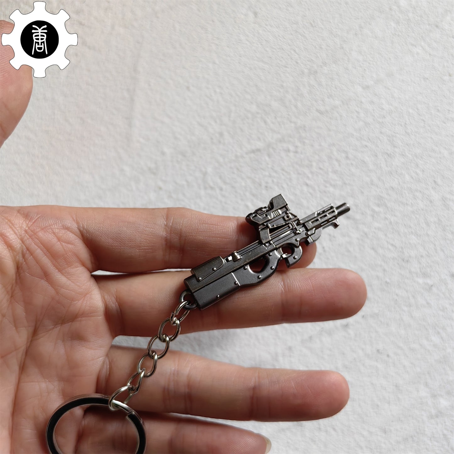 Mini FN P90 Submachine Gun Metal Keychain