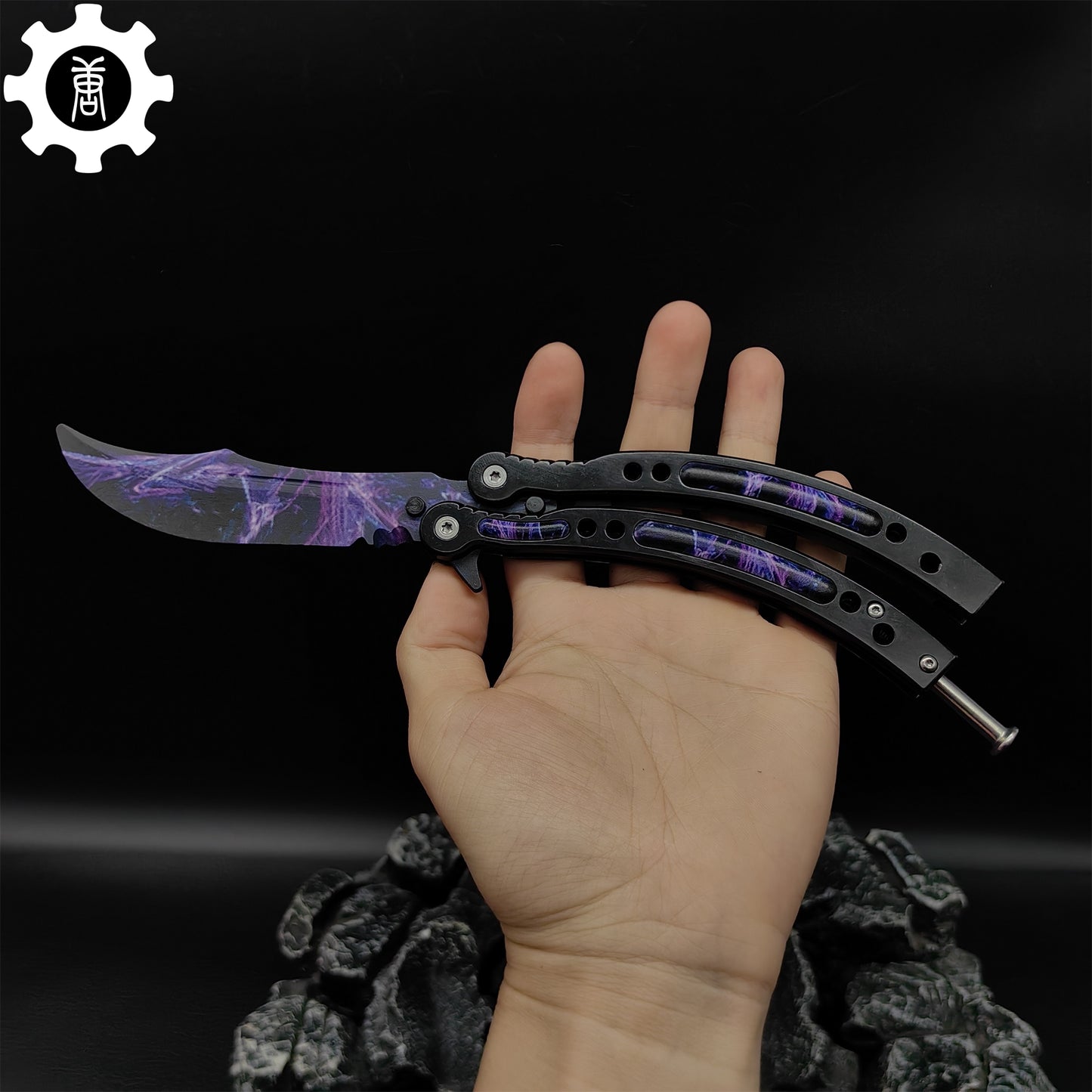 Purple Butterfly Knife Metal Balisong Game Prop