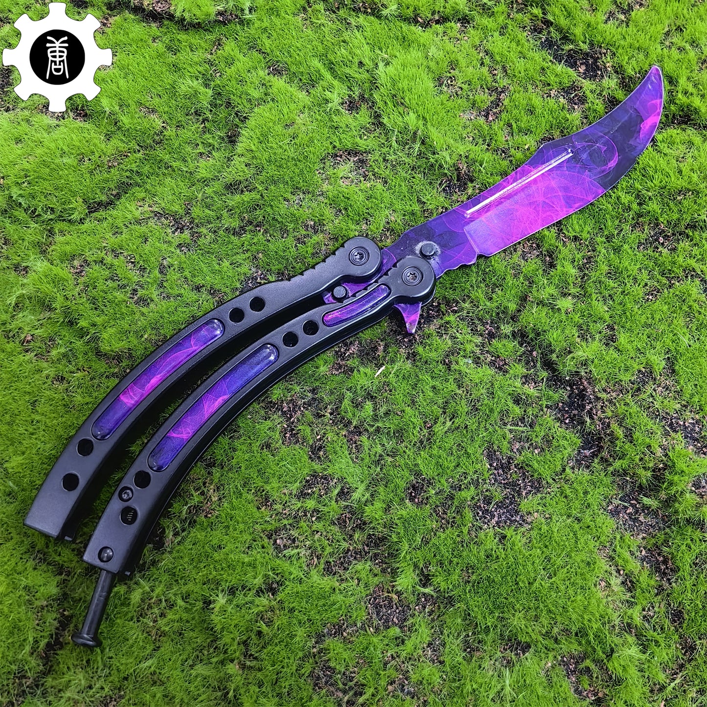 Purple Doppler Balisong Metal Butterfly Knife Game Prop 