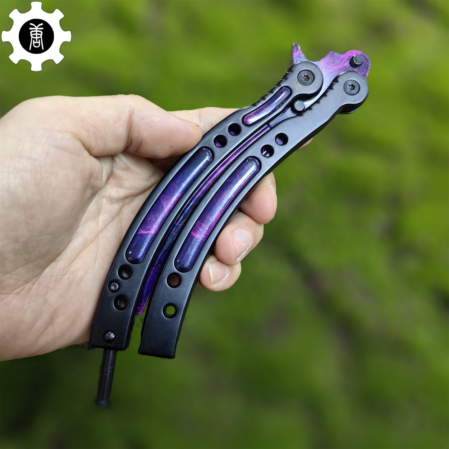 Purple Doppler Balisong Metal Butterfly Knife Game Prop 