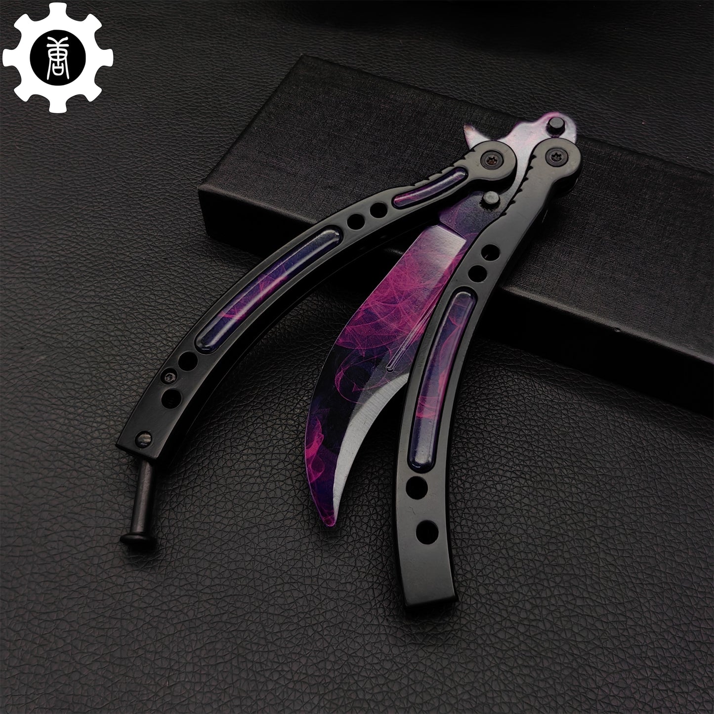 Purple Doppler Balisong Metal Butterfly Knife Game Prop 