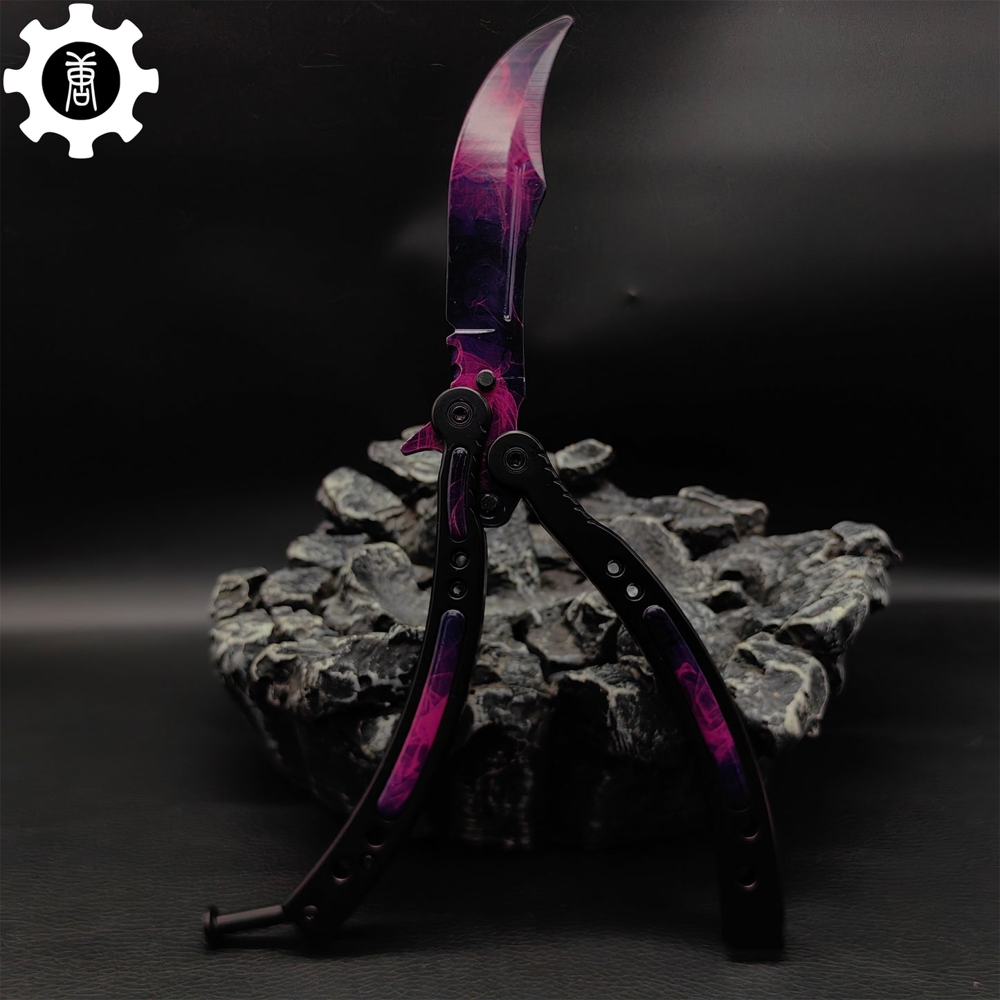 Purple Doppler Balisong Metal Butterfly Knife Game Prop 