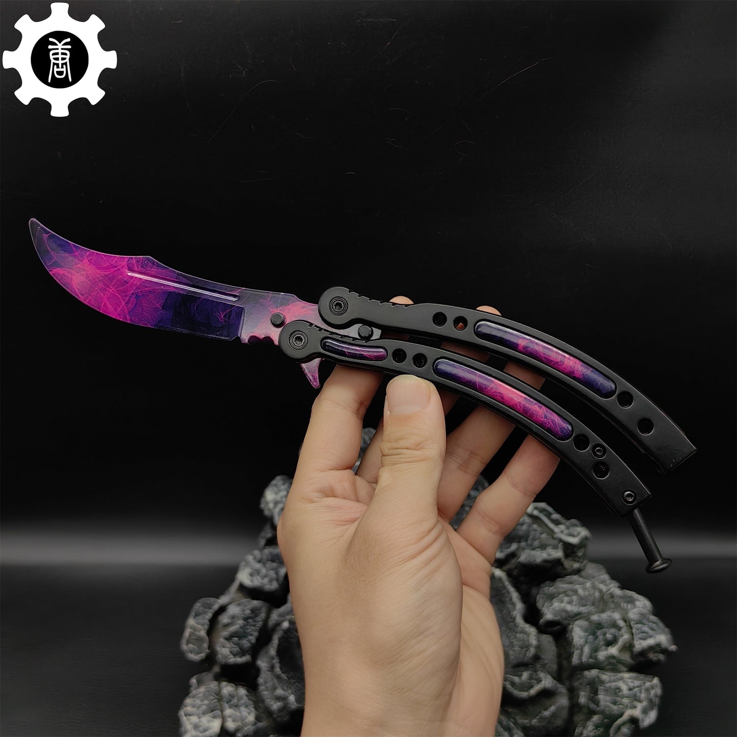 Purple Doppler Balisong Metal Butterfly Knife Game Prop 