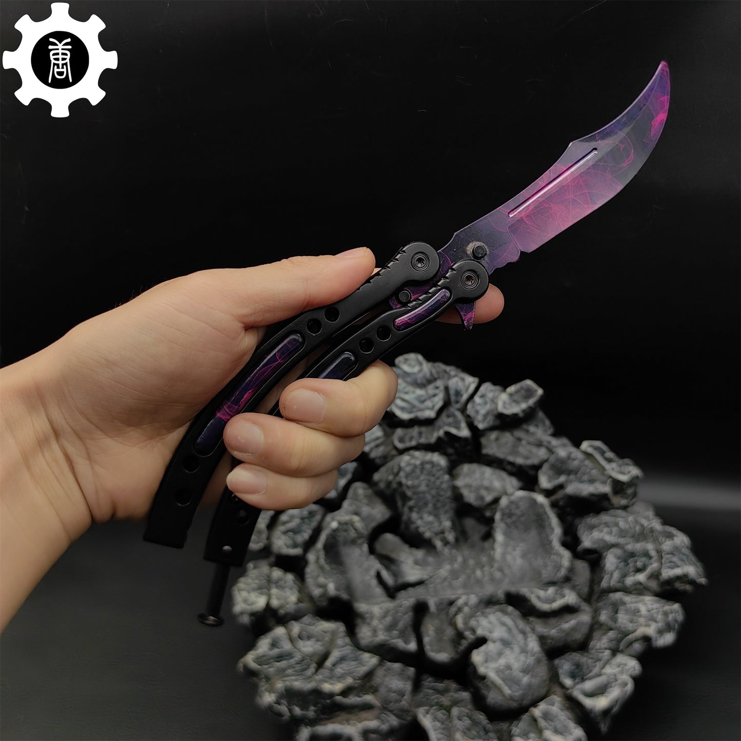 Purple Doppler Balisong Metal Butterfly Knife Game Prop 