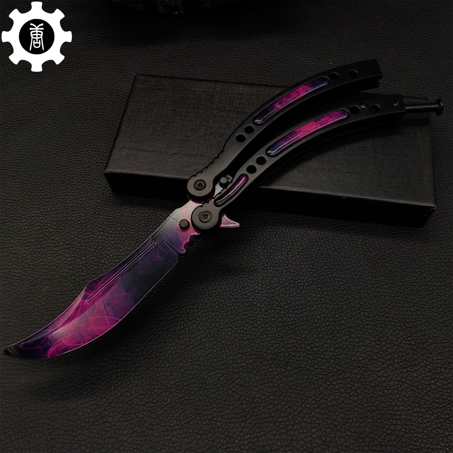 Purple Doppler Balisong Metal Butterfly Knife Game Prop 