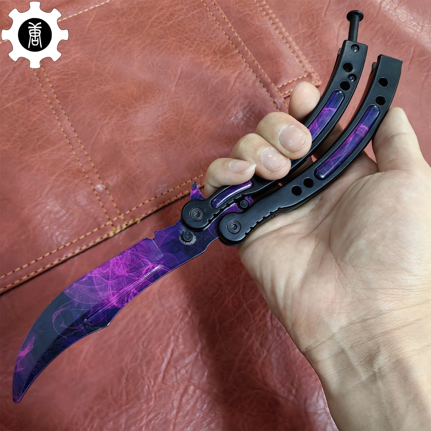 Purple Doppler Balisong Metal Butterfly Knife Game Prop 