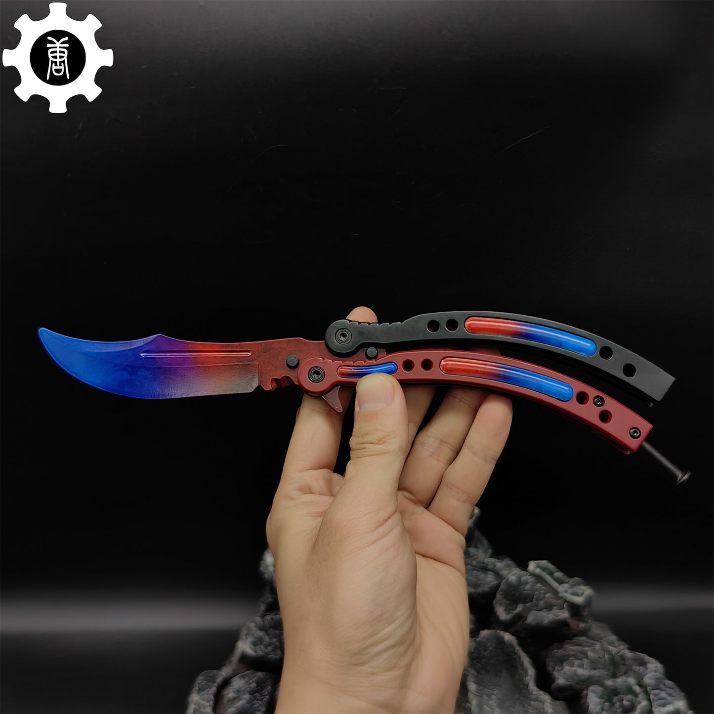 Red Doppler Game Butterfly Knife Metal Balisong