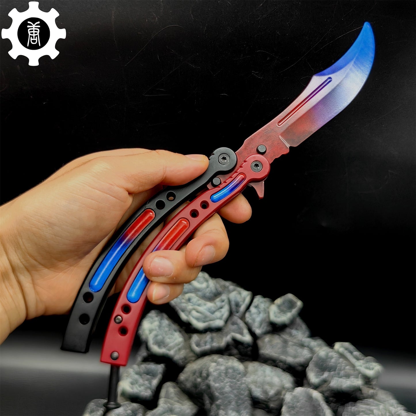 Red Doppler Game Butterfly Knife Metal Balisong