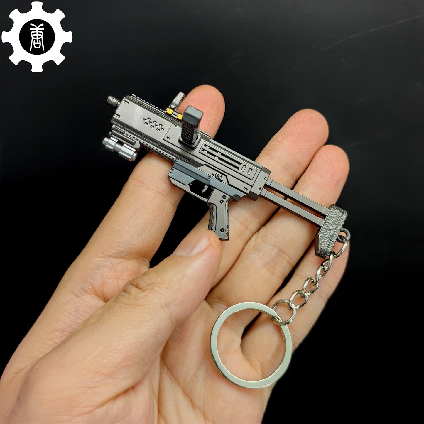 Tiny SMG-37 Defender Submachine Gun Model Metal Keychain