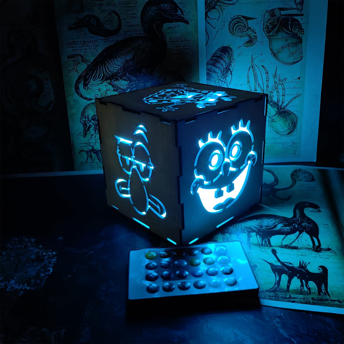 Handmade SpongeBob Wooden Lantern Night Light