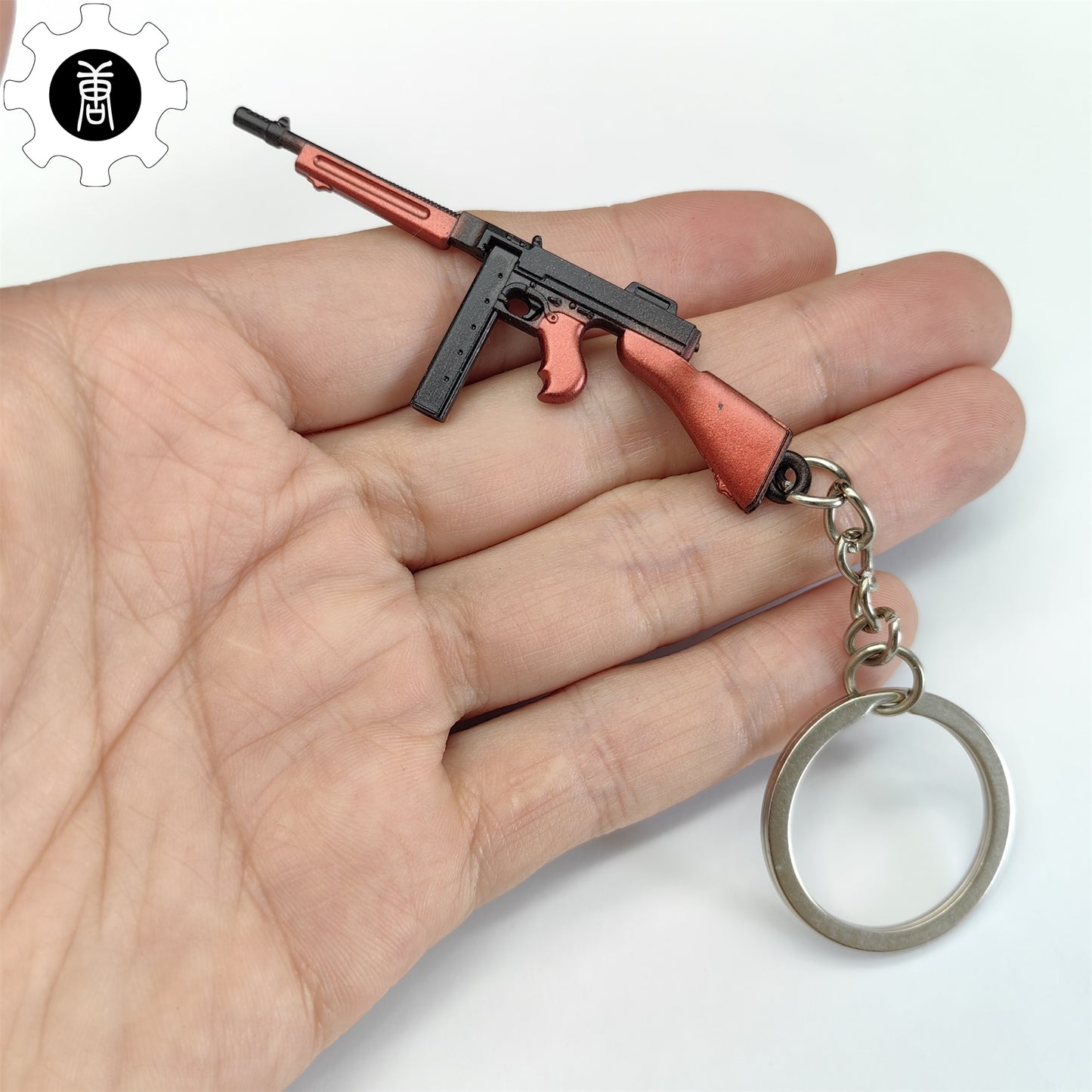 Tiny Thompson Submachine Gun Model Metal Keychain