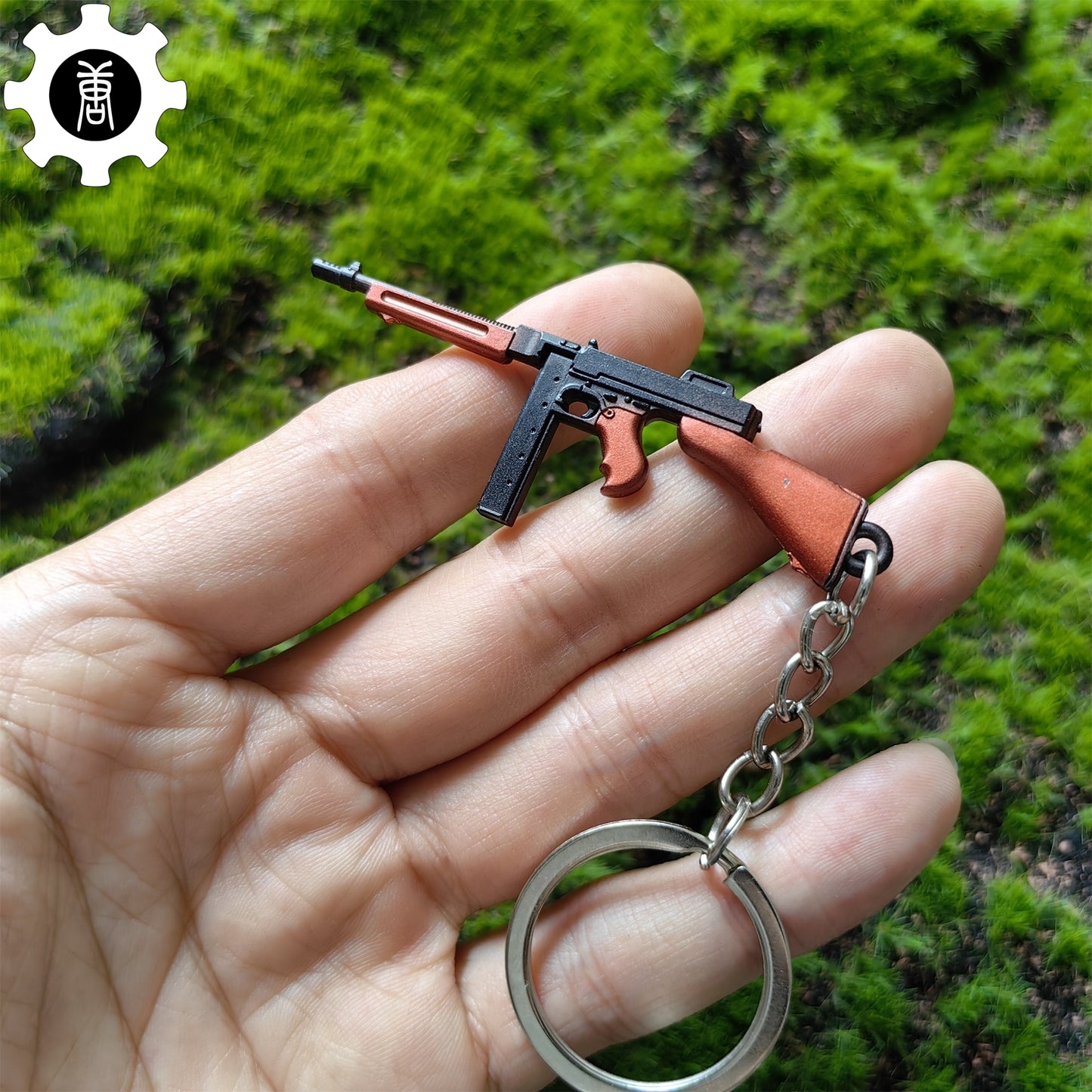 Tiny Thompson Submachine Gun Model Metal Keychain