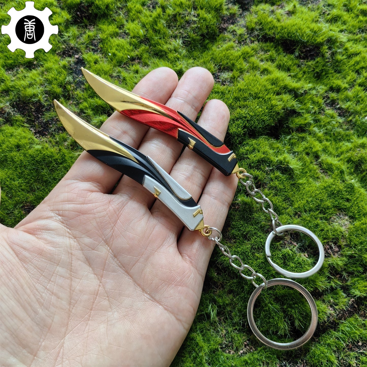 Mini Tilde Knife Tiny Keychain Metal Pendant 2 In 1 Pack