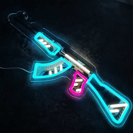 AK47 Vulcan 3D Colorful Neon Light Wall Decor