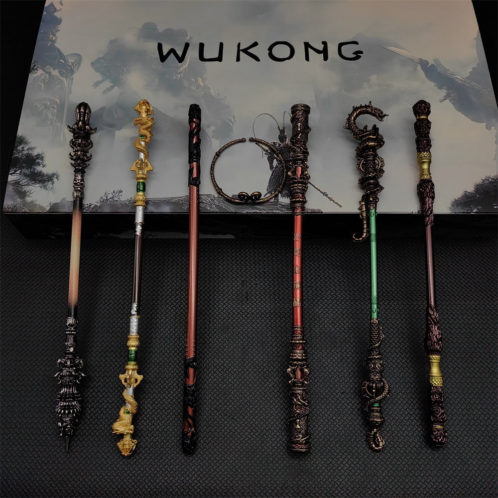 Black Wukong JinGuBang Willow Wood Golden Loong Chitin Loongwreath Bronze Cloud Staffs Golden Hoop7 in 1 Gift Box