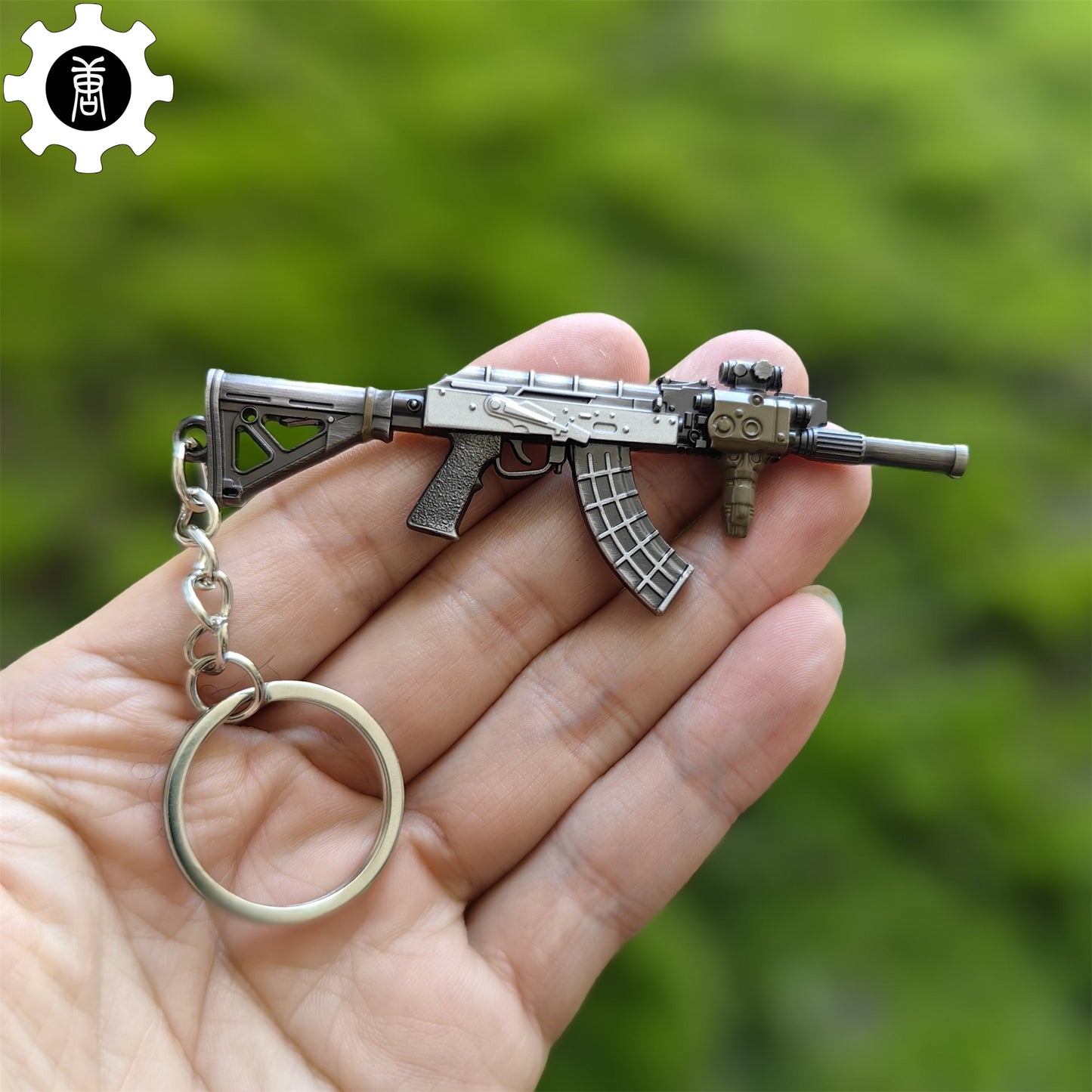 Metal BIOHAZARD Village AK RE8 Gun Keychain
