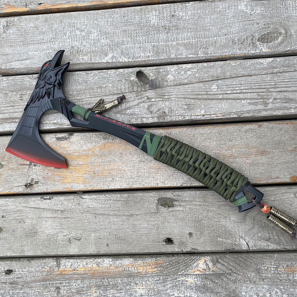 Full-Size New Raven Bite Axe Bloodhound Heirloom 100% Metal With Real Rope Wrapped Handle