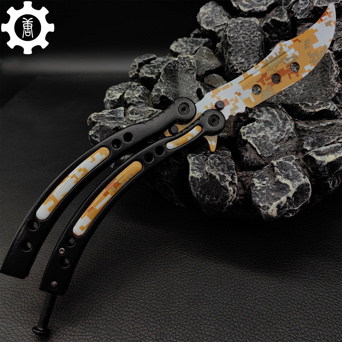 Game Butterfly Knife Desert Camouflage Pattern Metal Balisong