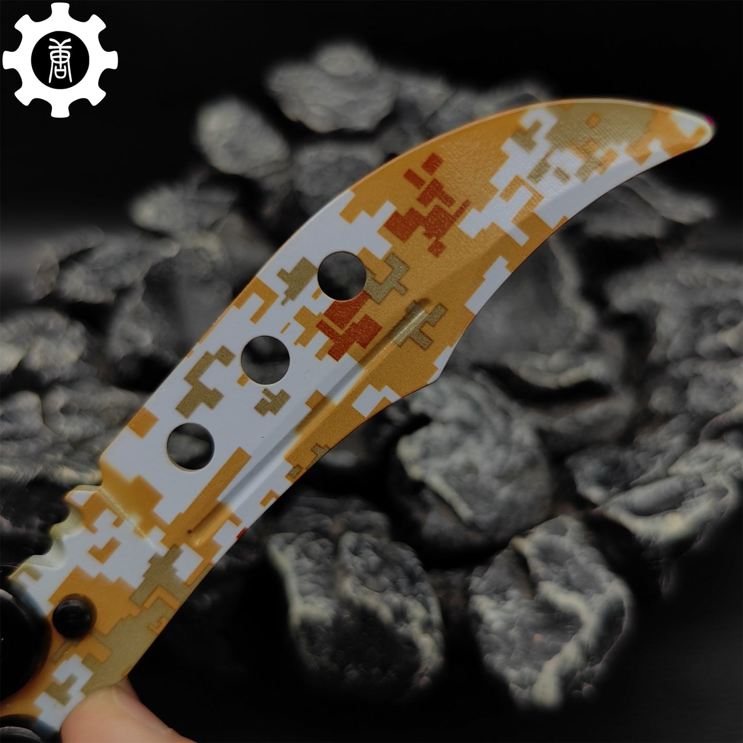 Game Butterfly Knife Desert Camouflage Pattern Metal Balisong