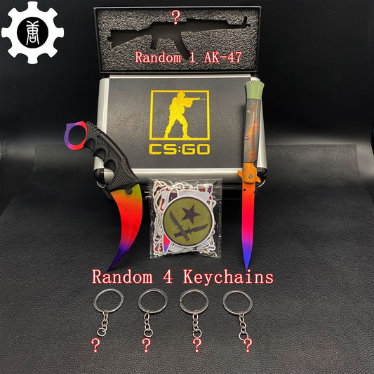 Fade Skin Stiletto Knife & Karambit & Stickers & Keychains & Random 1 AK With Gift Box