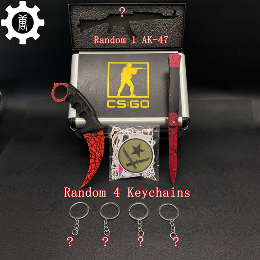 Crimson Web Skin Stiletto Knife & Karambit & Stickers & Keychains & Random 1 AK With Gift Box