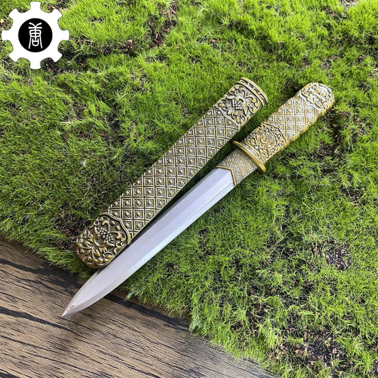 Alloy Ancient China Blunt Blade Peony Retro Pocket Dagger