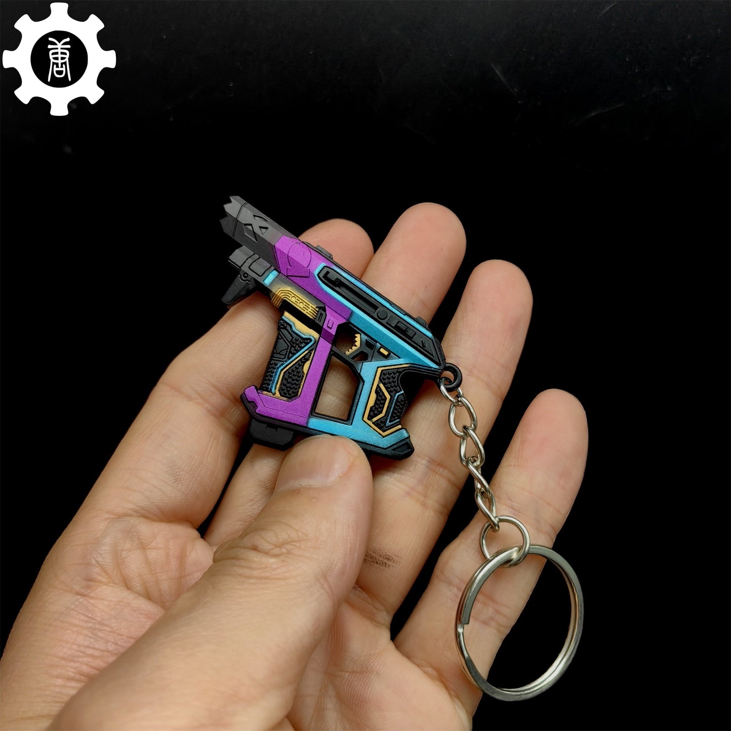 Small Glitchpop Frenzy Gun Metal Keychain